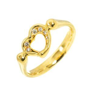 TIFFANY CO. Open Heart Diamond Ring 18K YG 750 Size6(US) 90279901